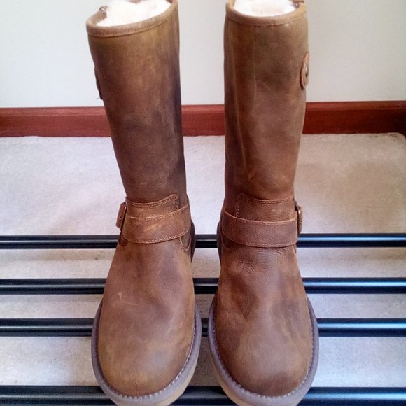 UGG Shoes - UGG Women Sutter Sheepskin Leather Moto Boots NWOB